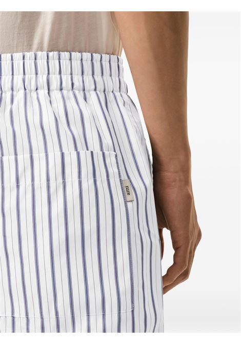 elasticated shorts man white and blue AMI PARIS | USO806.CO0220A074